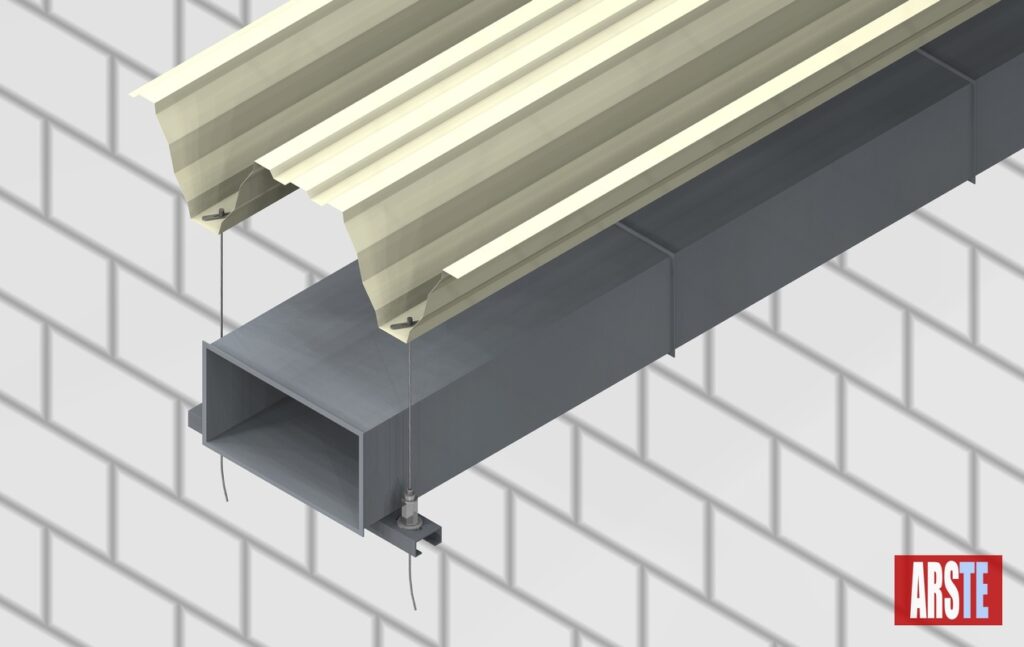Ventilation Duct Suspension on C-Channel and Two Cables by Arste